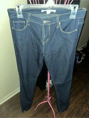 Dark Wash Denim Skinny Jeans - Blue